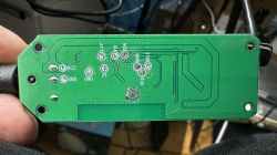 RGB LED Strip PCB LED strip PCB with visible solder points and markings.