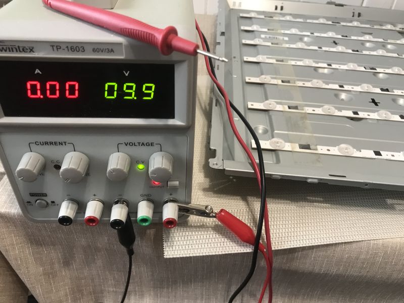 LED Backlight Repair in TV Wintex TP-1603 power supply and TV LED panels during repair