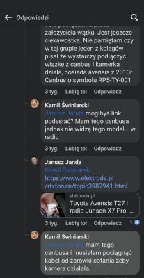 Toyota Avensis T27 i radio Junsen X7 Pro. Kamera cofania - podłączenie.