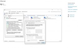 Okno ustawień sieci Ethernet z opcjami protokołu internetowego.