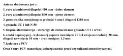 Text description of antenna construction with specified materials and dimensions.