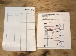 Gwarancyjna karta napraw i schemat podłączenia włącznika WiFi.