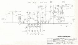 Schemat ideowy wzmacniacza WAB-51 z transformatorem TP3-3-085 i oznaczeniem elementów