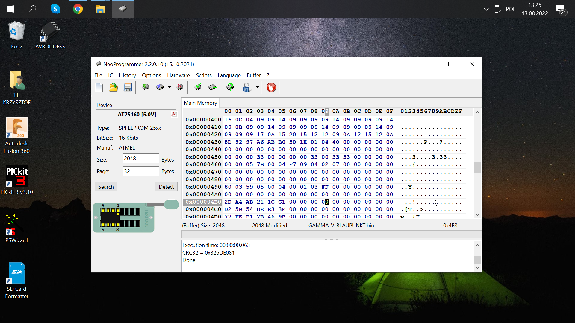 VW Gamma 5 Blaupunkt - Odczyt kodu radia z EEPROM ST95160 używając CH341A