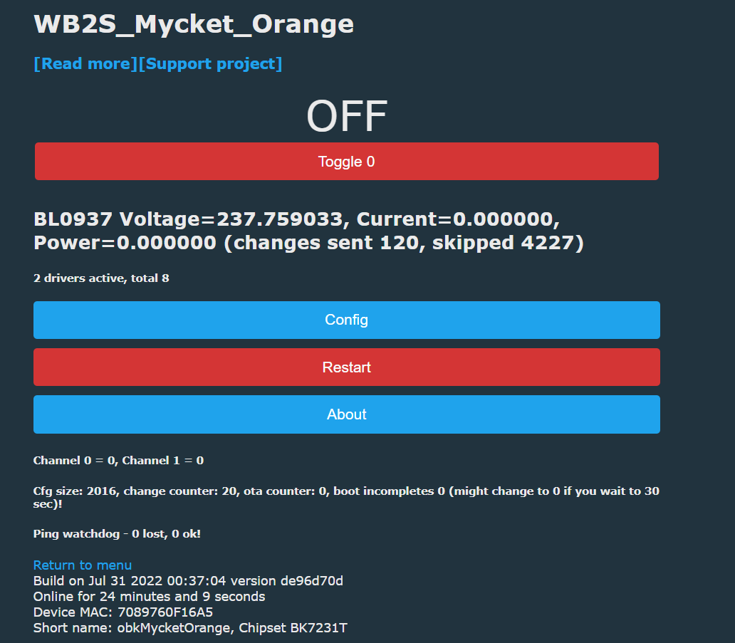 Tasmota Device Groups connection of OpenBeken (BK7231T / BK7231N