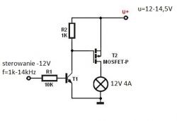 Schemat układu elektronicznego z MOSFET-em do sterowania cewką zapłonową
