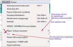 Arduino Leonardo ustawianie portu w IDE do wgrywania