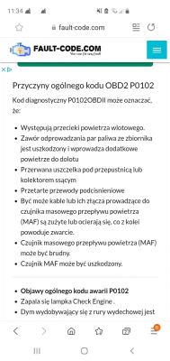 Opel Corsa D 1,4benz 2010 - Błędy P0102 i P0106, kontrolka auta z kluczykiem, spadek mocy
