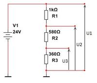Napięcie U2 w układzie - różnica między 11,5 V a 7,1 V