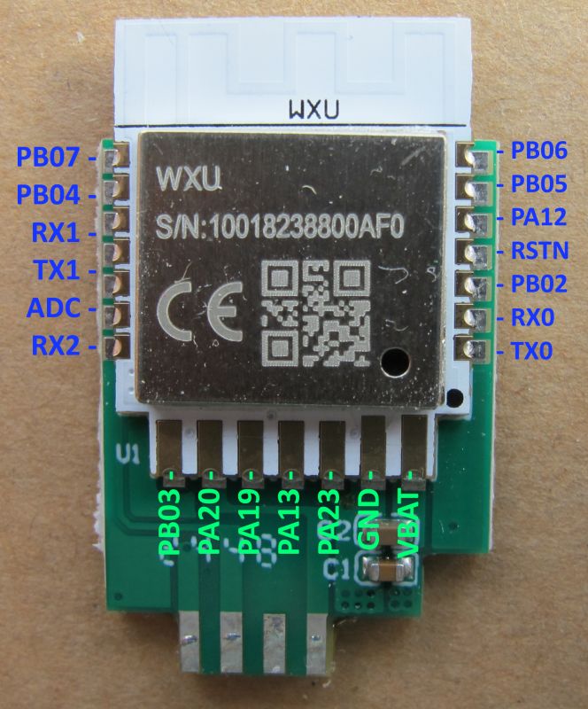 WXU Module with Pin Labels Electronic module with pin labels.