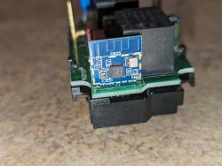 Close-up of a CB2S module on a circuit board of an electronic device.