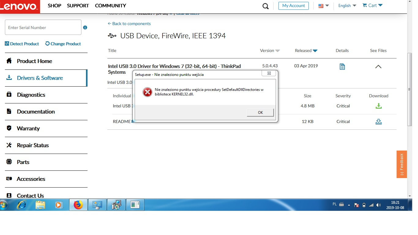 Nie Znaleziono Punktu Wejścia Procedury W Bibliotece Kernel32 Dll lenovo X250 Błąd KERNEL32.dll. Nie znaleziono punktu wejścia procedury
