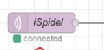 Screenshot showing the iSpider node in a flow editor with the label connected below.