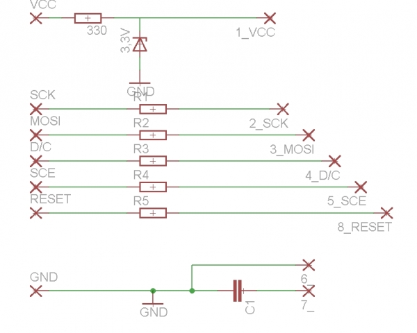 Schemat połączenia Atmega32 Nokia LCD 3310