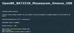 Screenshot showing the status of OpenBK BK7231N Mouseycam Onenuo USB with a disconnected MQTT state.
