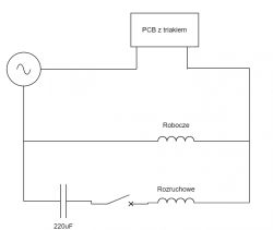 Schemat elektryczny z triakiem i silnikiem jednofazowym