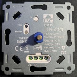 Back of LSC Connect Dimmer with Markings Back of LSC Connect smart wall dimmer with module markings.