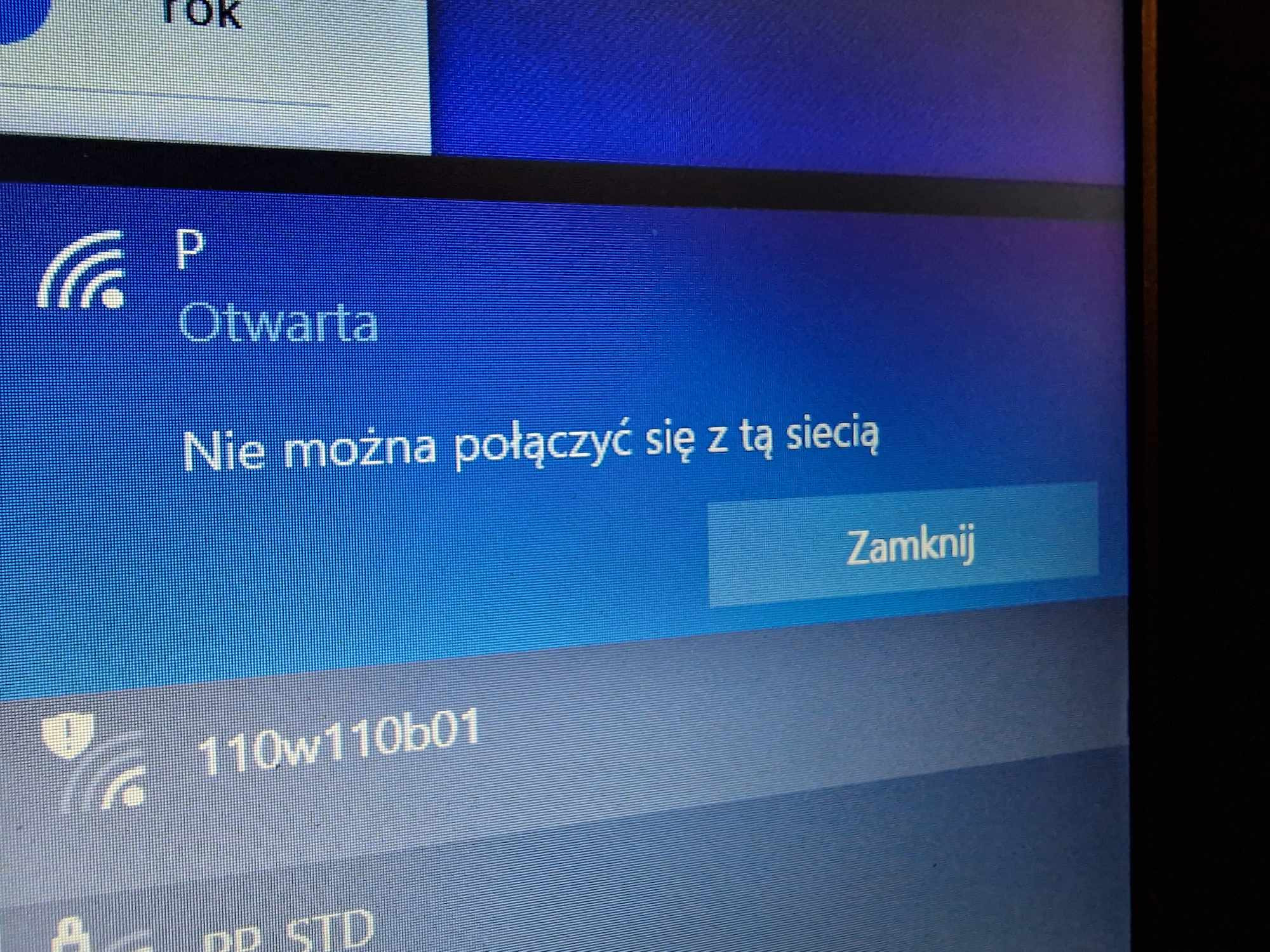 Laptop HP widzi sieć wifi udostępnioną z telefonu lecz nie może się