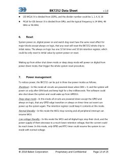 BK7252 Power and Reset Modes β Data Sheet Excerpt Excerpt from the BK7252 Data Sheet showing power and reset modes of the chip.
