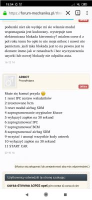 Corsa D Z12XEP - Błędy immo i brak startu, wymiana zestawu startowego?