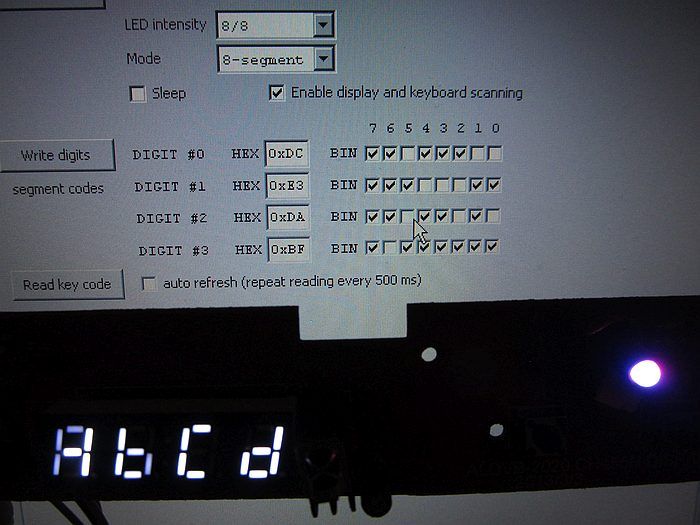 LED Display with Segment Settings Segmented LED display and application interface with segment settings.