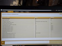 Zdjęcie wyświetlacza komputera z parametrami pracy silnika auta.