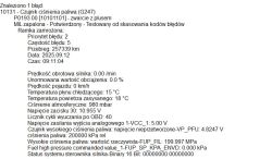 Zrzut ekranu z komputera diagnostycznego z błędem czujnika ciśnienia paliwa