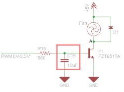 Raspberry Pi 4: Sterowanie wentylatorem SUNON 5V 0.82W 164mA przez PWM - kondensator i tranzystor