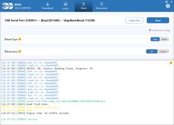 Screenshot of BKFIL software reading flash memory from a USB-connected device
