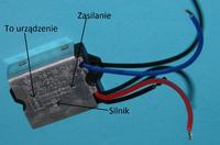 Podłączenie uniwersalnego modułu miękkiego startu do Bosch GWS 125 C – opis przewodów