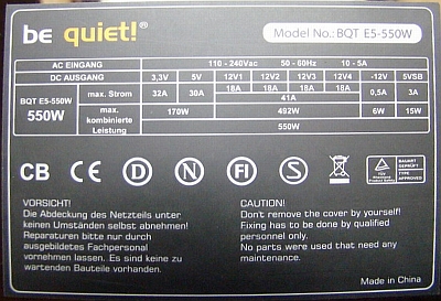 Be Quiet! model: BQT E5-550W - Jest tylko stand-by.