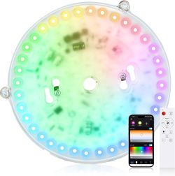 Round RGB LED ceiling light with app and remote control Colorful round LED light with smartphone and remote control