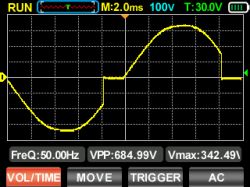 Oscilloscope screenshot showing a voltage waveform.