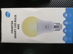 Crabtek A65 Smart LED Bulb Packaging Box of Crabtek A65 smart LED bulb with 11W power.