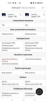 Porównanie dwóch laptopów Lenovo Legion 7-16 z identycznymi parametrami