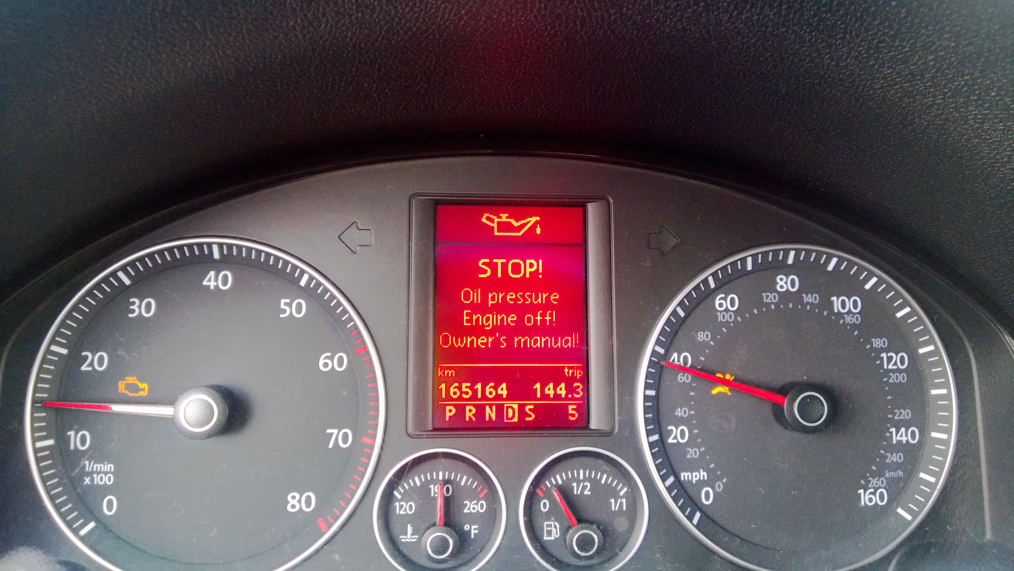 Volkswagen Jetta - "Stop Oil Pressure Engine Off Owner's Manual"