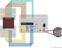 Matryca LED wyświetlająca płomienie