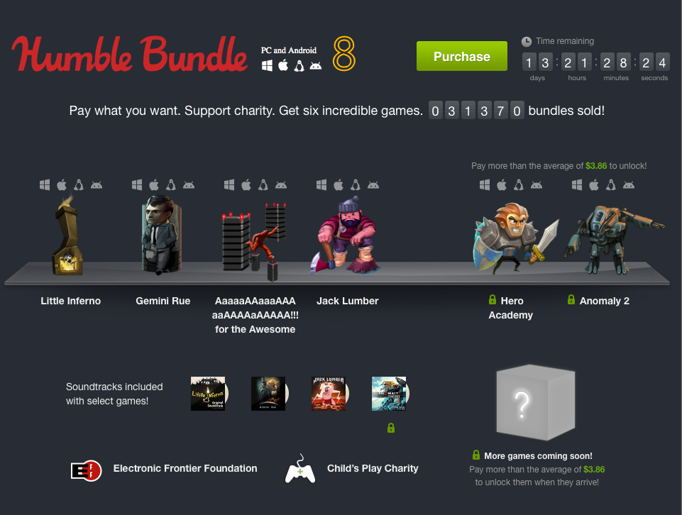 Humble Bundle 8 6 gier na 4 platformy za symboliczną cenę (Steam)