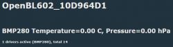 Screen showing error messages for BMP280 sensor.