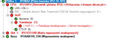 Zrzut ekranu konfiguracji centrali sprzętowej Slican z zaznaczonym błędem VoIP.