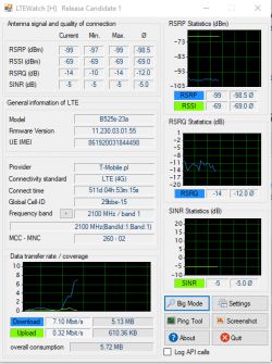 Spadek prędkości LTE T-Mobile, B525s-23a, tylko 1 kreska zasięgu