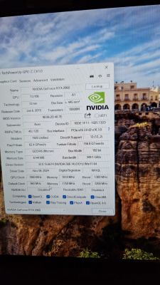 Zrzut ekranu programu GPU-Z pokazujący szczegóły karty graficznej NVIDIA GeForce RTX 2060.