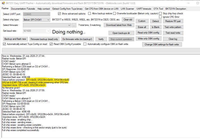 Beken BK7231/BK7252 SPI flashing and recovery - new flasher tool and protocol specs