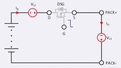 BMS Circuit with MOS Transistor Circuit diagram with MOS transistor in BMS system.