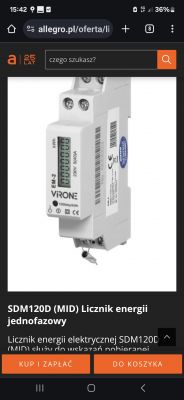 Licznik energii elektrycznej SDM120D (MID) marki ViRONE z wyświetlaczem.