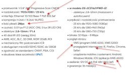 Informacje techniczne dotyczące kamery sieciowej i jej specyfikacji.
