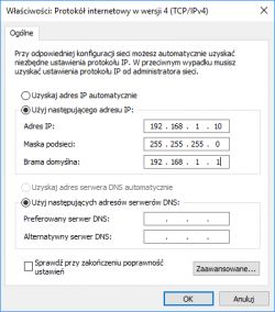 The "ethernet" network card does not have the correct IP configuration