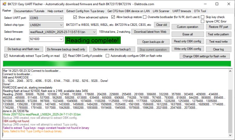 LN882H UART flashing protocol documentation - Windows LN882H flasher with fast flash read