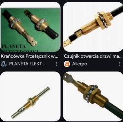 Zbiór zdjęć przełączników krańcowych i czujników otwarcia drzwi samochodu.