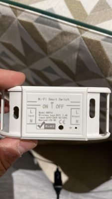 Wi-Fi Smart Switch Model BSD16 White Wi-Fi smart switch with model and specification markings.